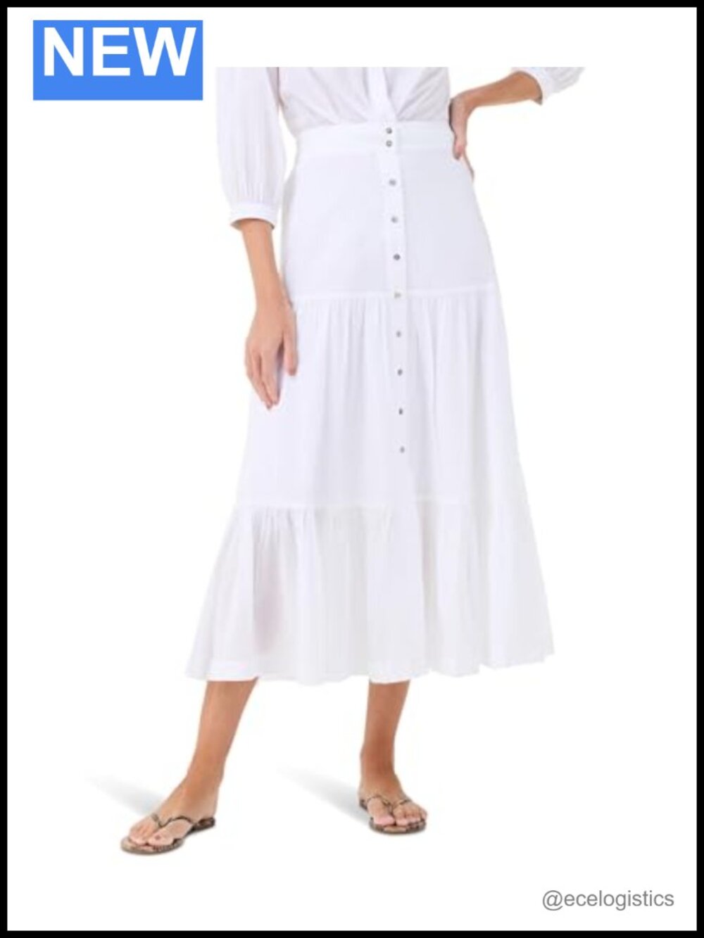 NIC+ZOE Women's Cotton A-line Tiered Skirt 37" Below Knee